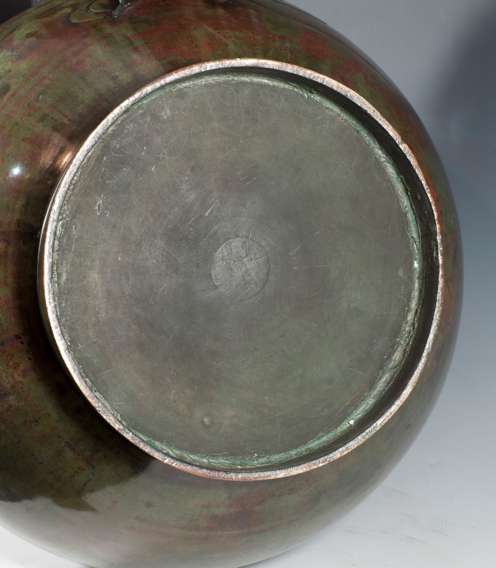 LARGE DECORATIVE JAPANESE BRONZE & MIXED METAL VASE - CHRYSANTHEMUMS View VII