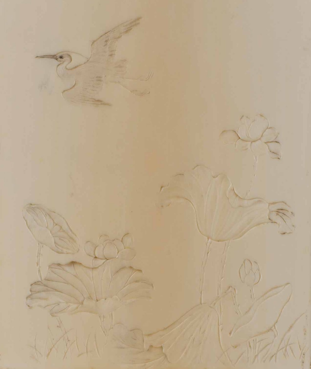 A DELIGHTFUL JAPANESE IVORY TWO FOLD TABLE SCREEN View IV