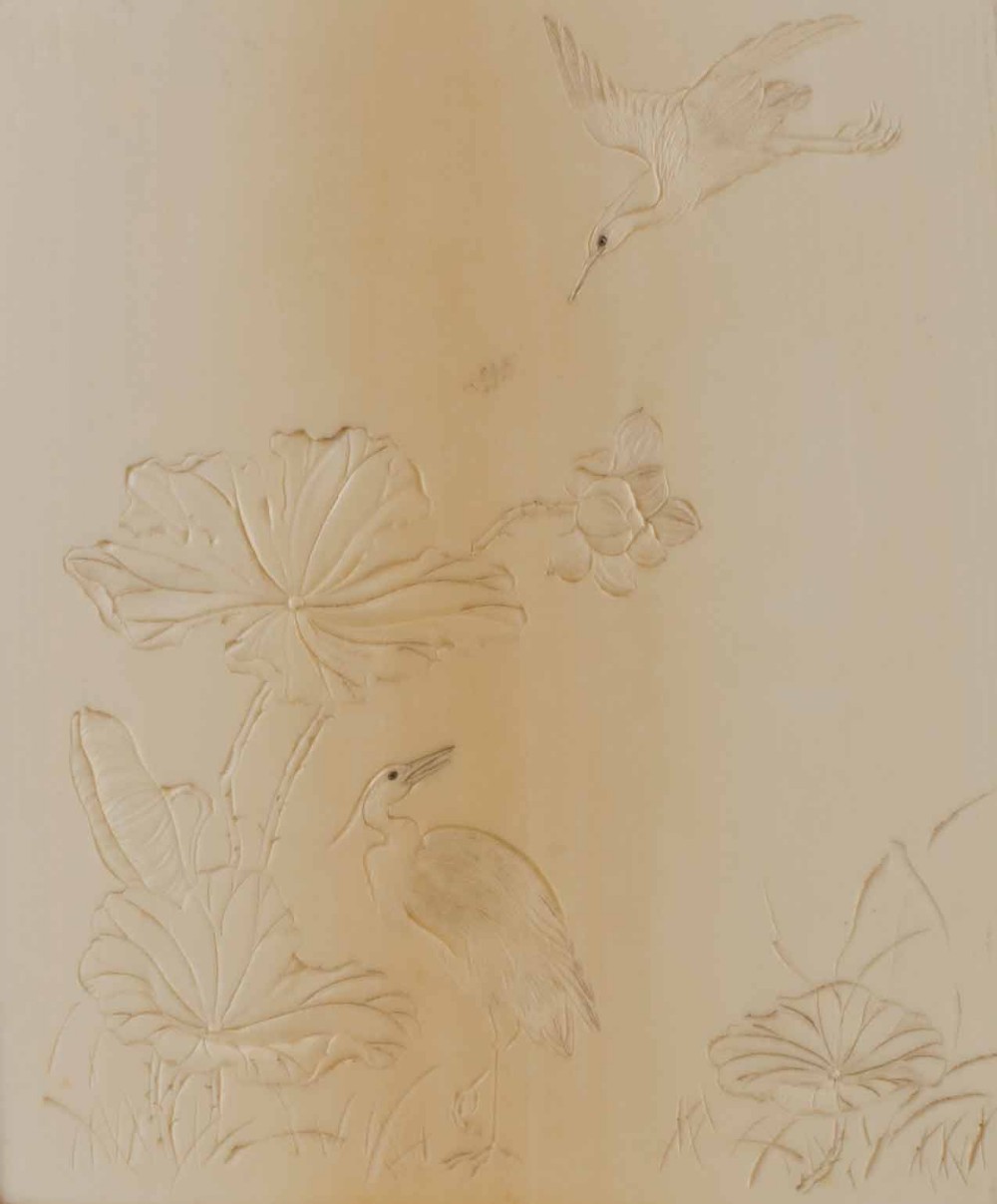 A DELIGHTFUL JAPANESE IVORY TWO FOLD TABLE SCREEN View V