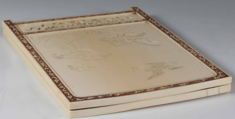 A DELIGHTFUL JAPANESE IVORY TWO FOLD TABLE SCREEN View VI