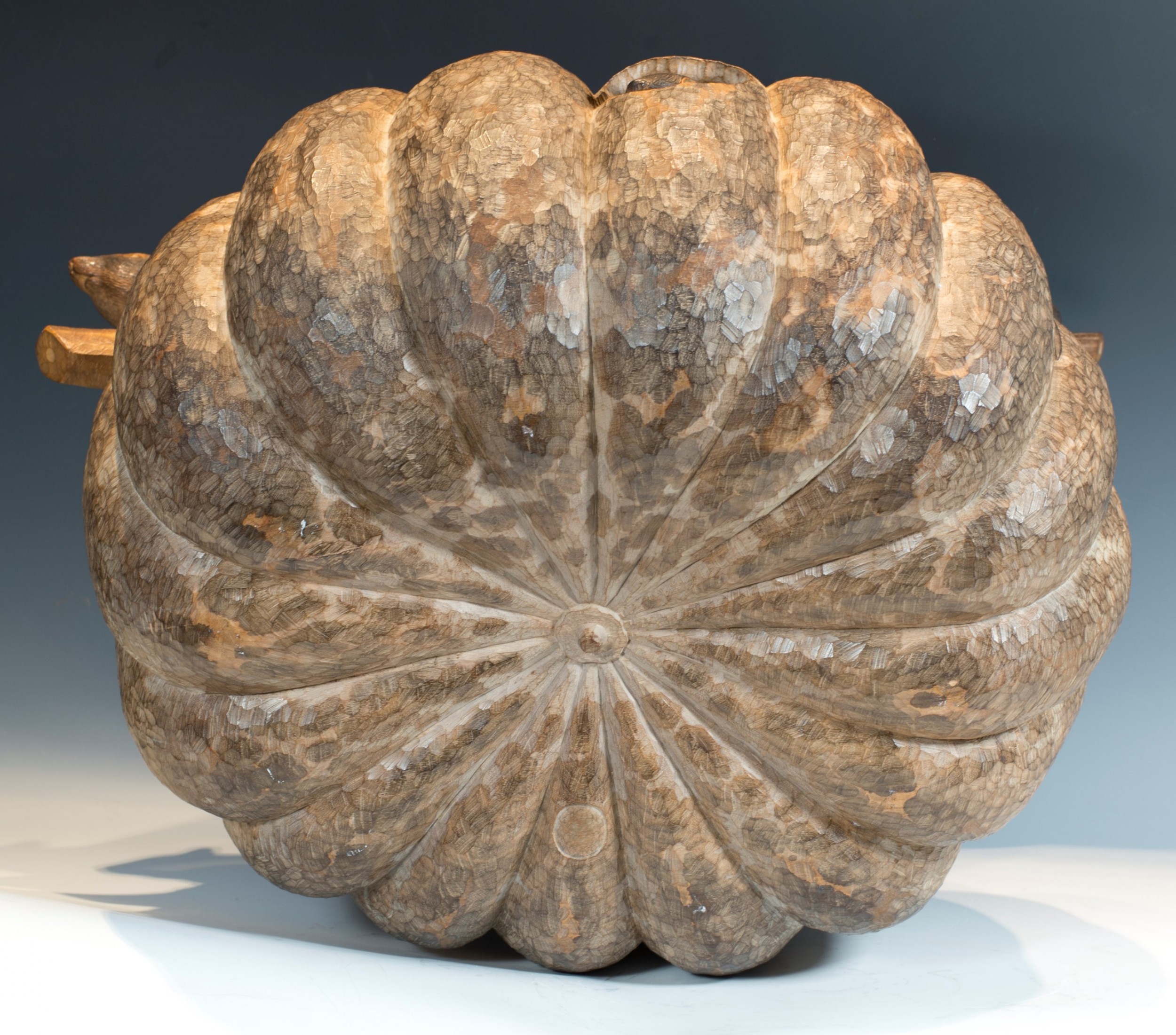 FASCINATING LIFE-SIZE JAPANESE HARDWOOD OKIMONO- PUMPKIN AND RATS View IX