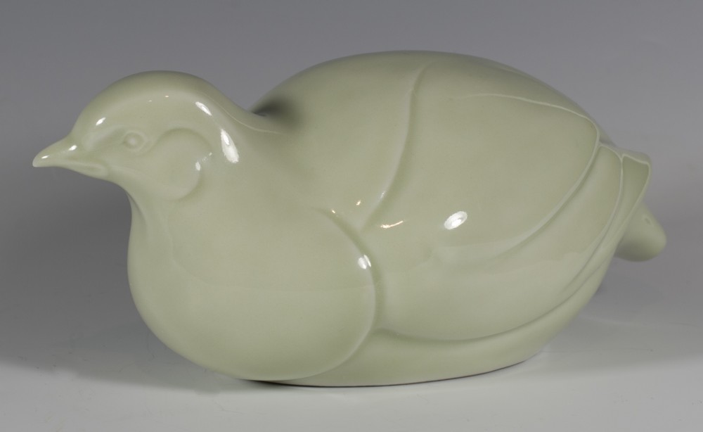A CHARMING JAPANESE CELADON STUDIO POTTERY OKIMONO - DOVE - TERAIKE TOSHU View II