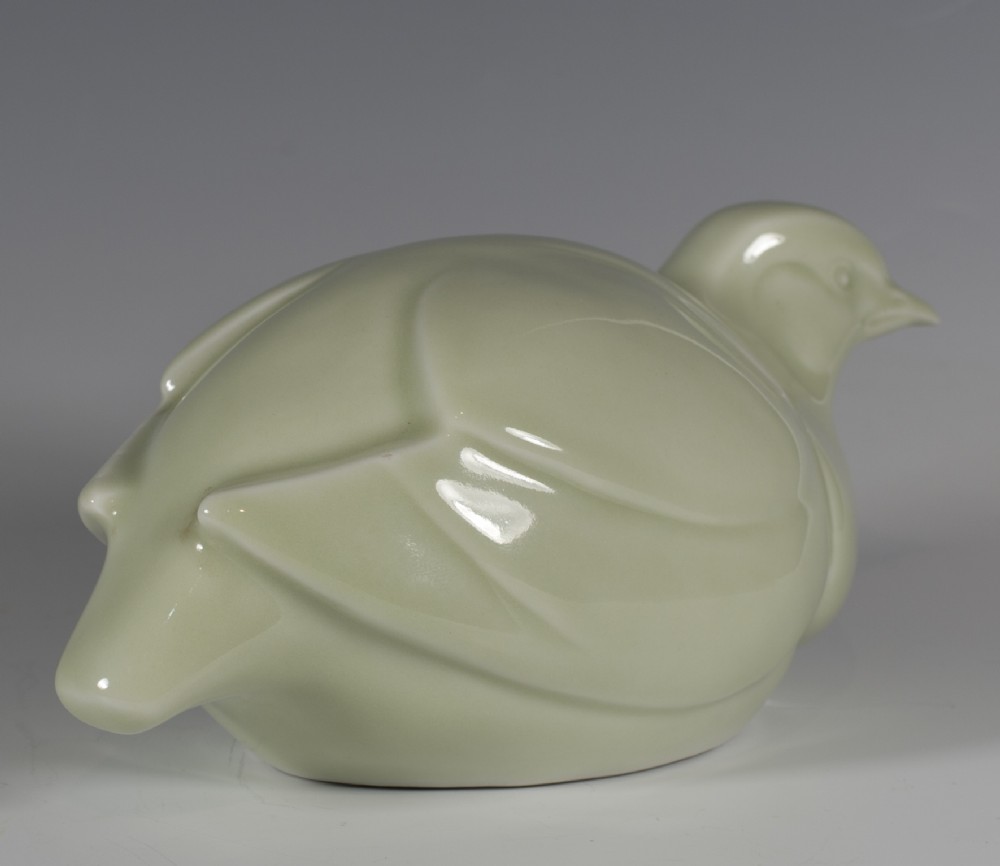A CHARMING JAPANESE CELADON STUDIO POTTERY OKIMONO - DOVE - TERAIKE TOSHU View IV