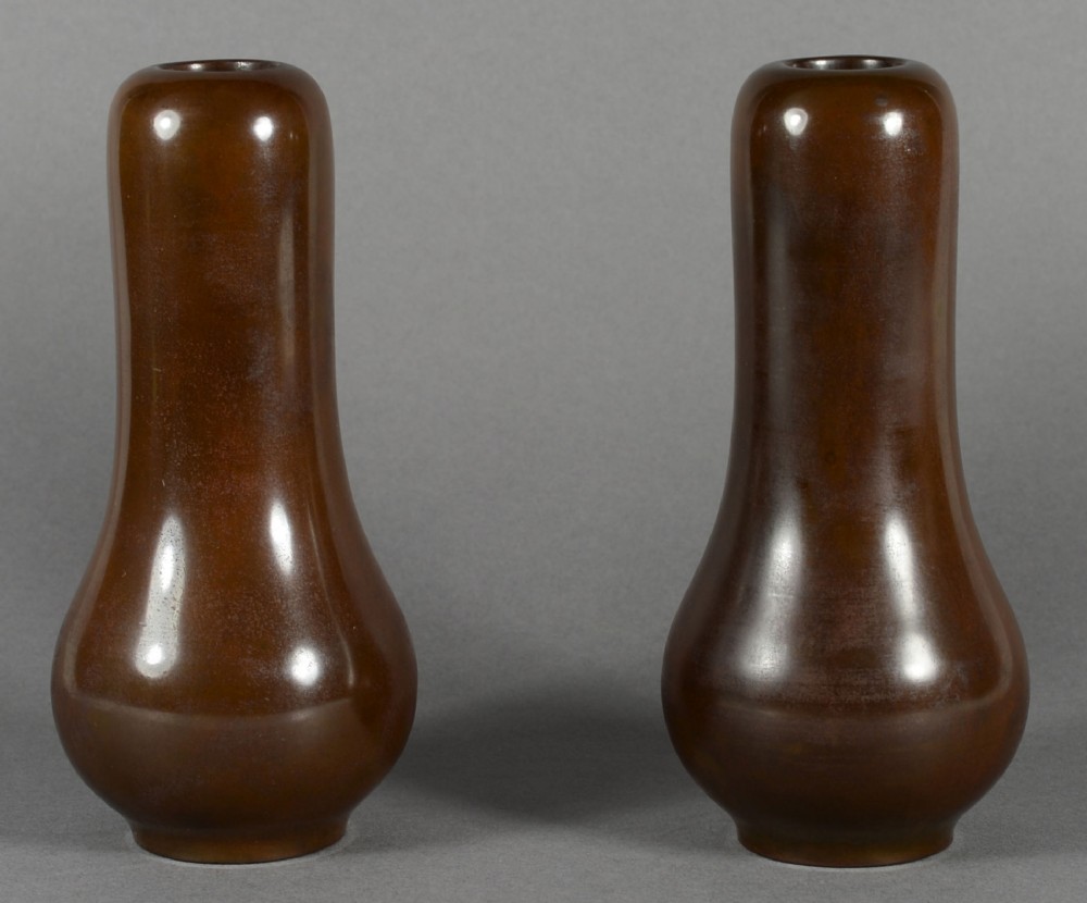 PAIR OF JAPANESE BRONZE AND MIXED METAL INLAID VASES BY NOGAWA View V