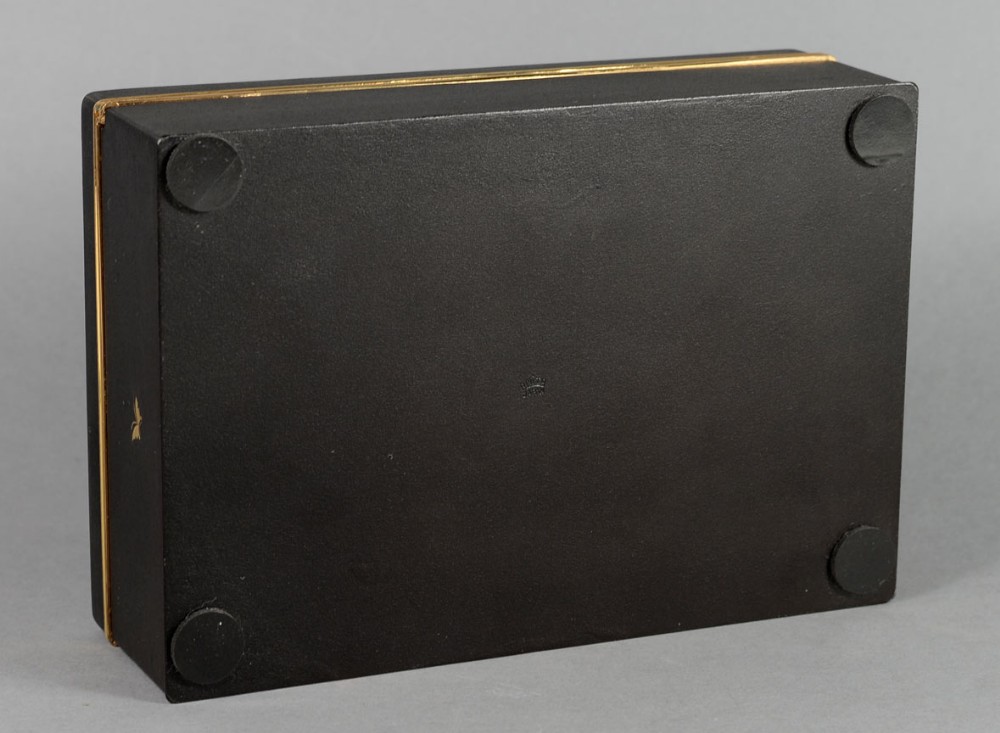 LARGE JAPANESE KOMAI STYLE DAMASCENED IRON TRINKET BOX  View VI