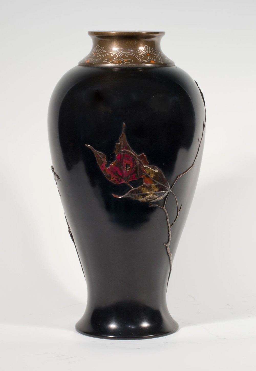 JAPANESE MIXED METAL ONLAID VASE ARTIST SIGNED SUZUKI CHOKICHI - KAKO View IV