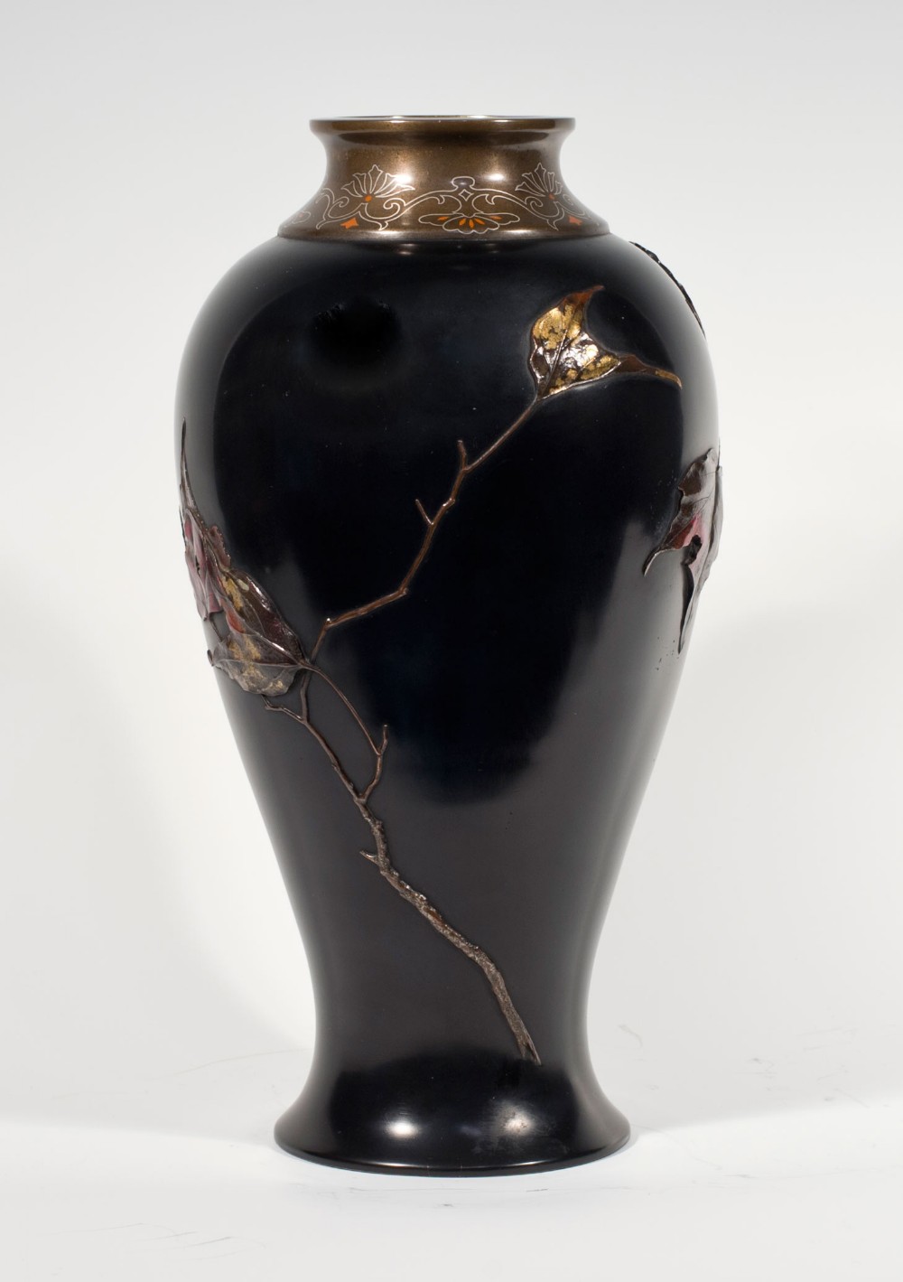 JAPANESE MIXED METAL ONLAID VASE ARTIST SIGNED SUZUKI CHOKICHI - KAKO View V