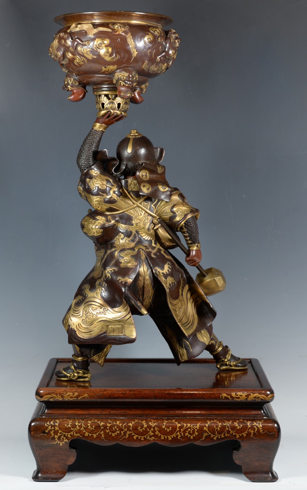 LARGE JAPANESE GILDED BRONZE SAMURAI WARRIOR OKIMONO-MIYAO EISUKE View III