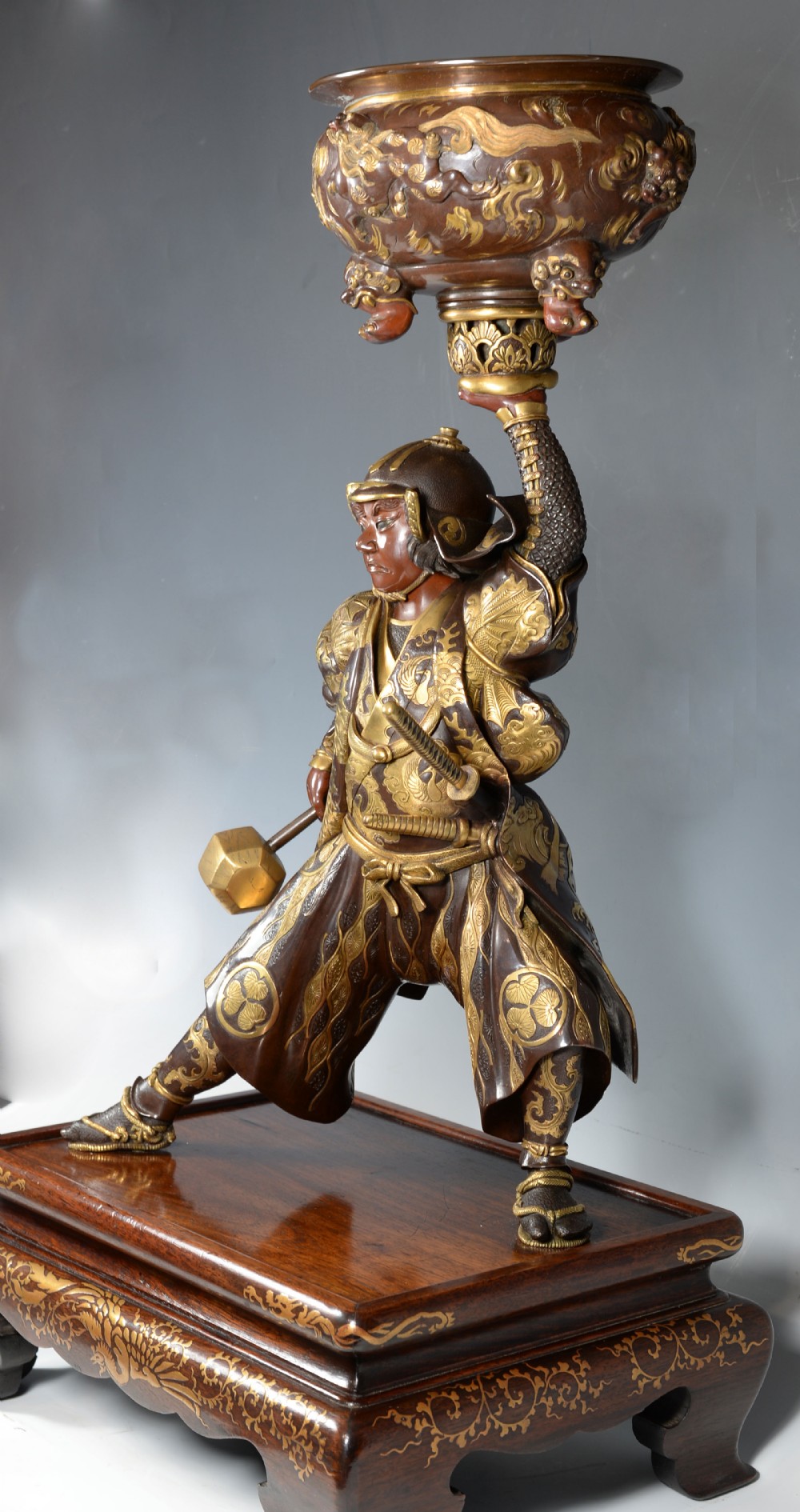 LARGE JAPANESE GILDED BRONZE SAMURAI WARRIOR OKIMONO-MIYAO EISUKE View IV