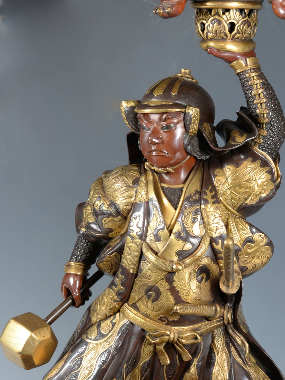 LARGE JAPANESE GILDED BRONZE SAMURAI WARRIOR OKIMONO-MIYAO EISUKE View VII
