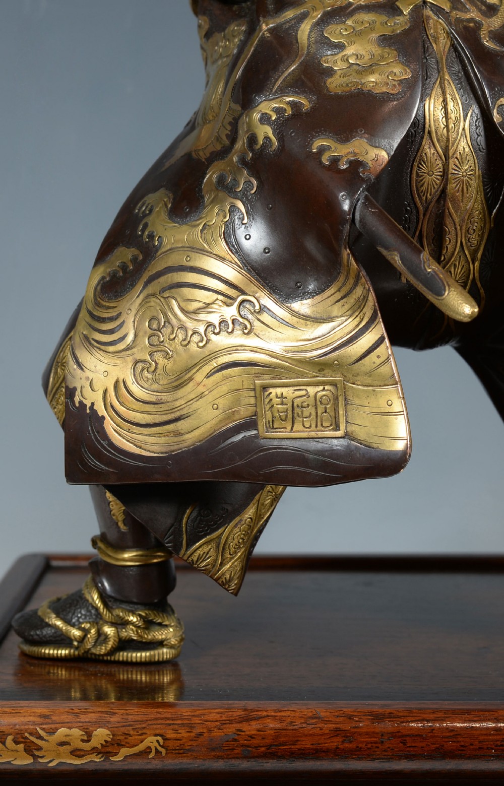 LARGE JAPANESE GILDED BRONZE SAMURAI WARRIOR OKIMONO-MIYAO EISUKE View XIII