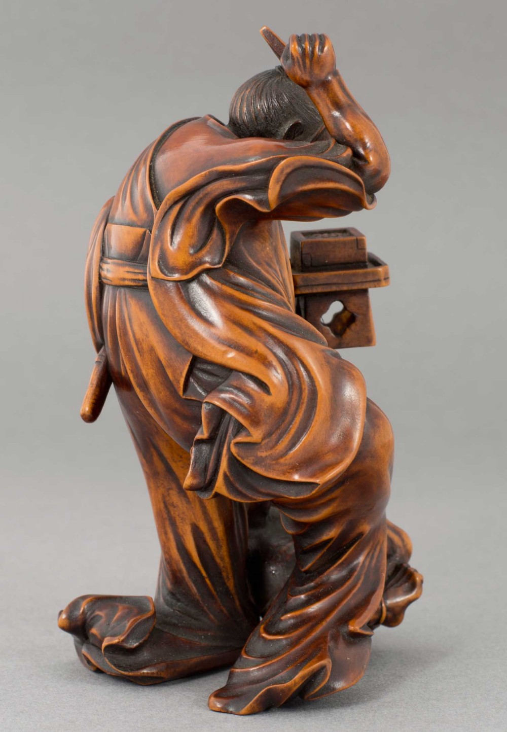 JAPANESE MEIJI PERIOD BOXWOOD OKIMONO DEPICTING SETSUBUN FESTIVAL AND ONI - SIGNED View III