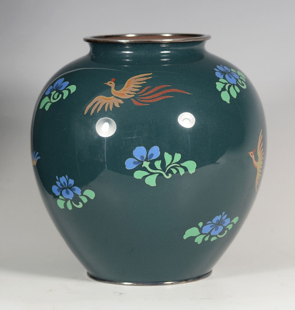 JAPANESE CLOISONNE ENAMEL VASE BY ANDO COMPANY View II