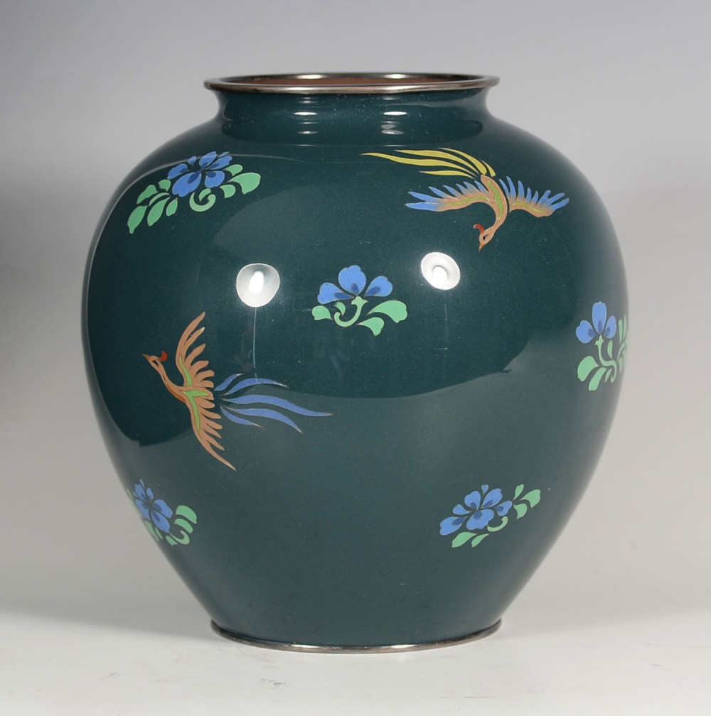 JAPANESE CLOISONNE ENAMEL VASE BY ANDO COMPANY View IV
