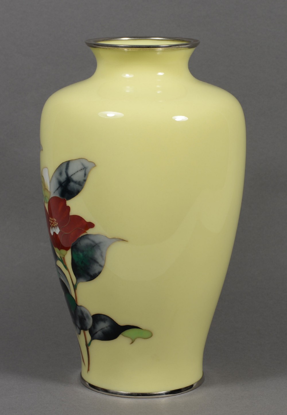 JAPANESE CLOISONNE ENAMEL FLORAL VASE BY ANDO View V