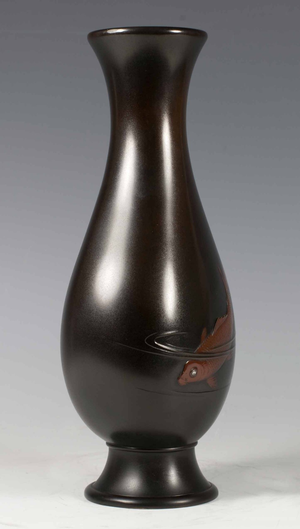 JAPANESE MIXED METAL CARP VASE BY OKUBO SHUKO - NOGAWA COMPANY View II