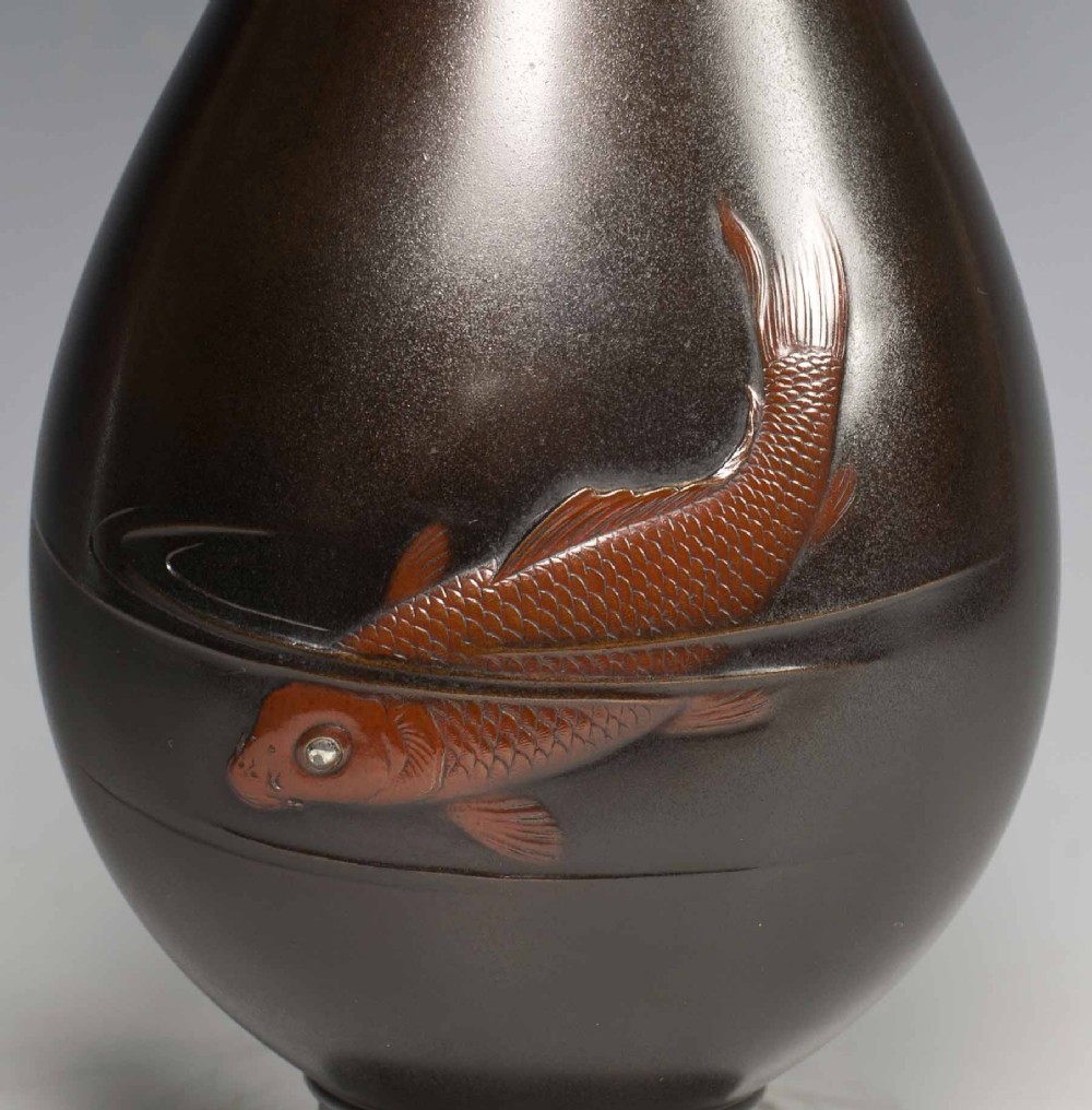JAPANESE MIXED METAL CARP VASE BY OKUBO SHUKO - NOGAWA COMPANY View V