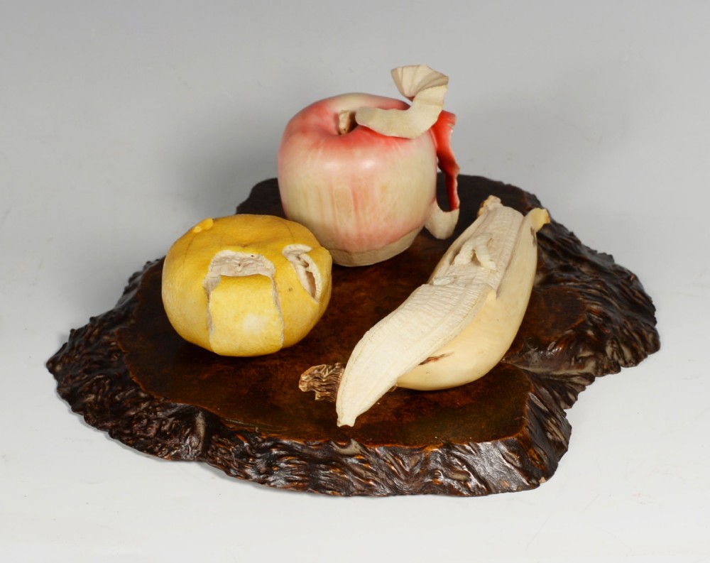 JAPANESE MEIJI PERIOD CARVED IVORY MIXED FRUIT OKIMONO View III