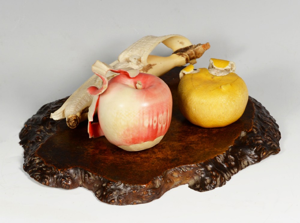 JAPANESE MEIJI PERIOD CARVED IVORY MIXED FRUIT OKIMONO View VII