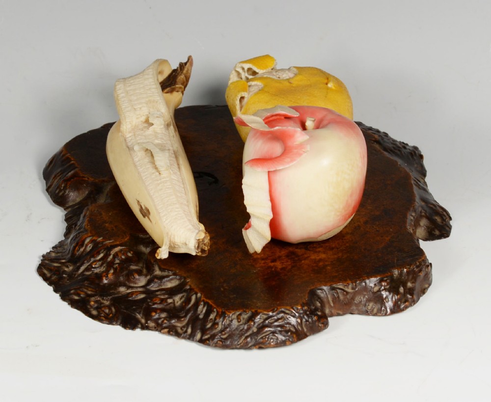JAPANESE MEIJI PERIOD CARVED IVORY MIXED FRUIT OKIMONO View VIII
