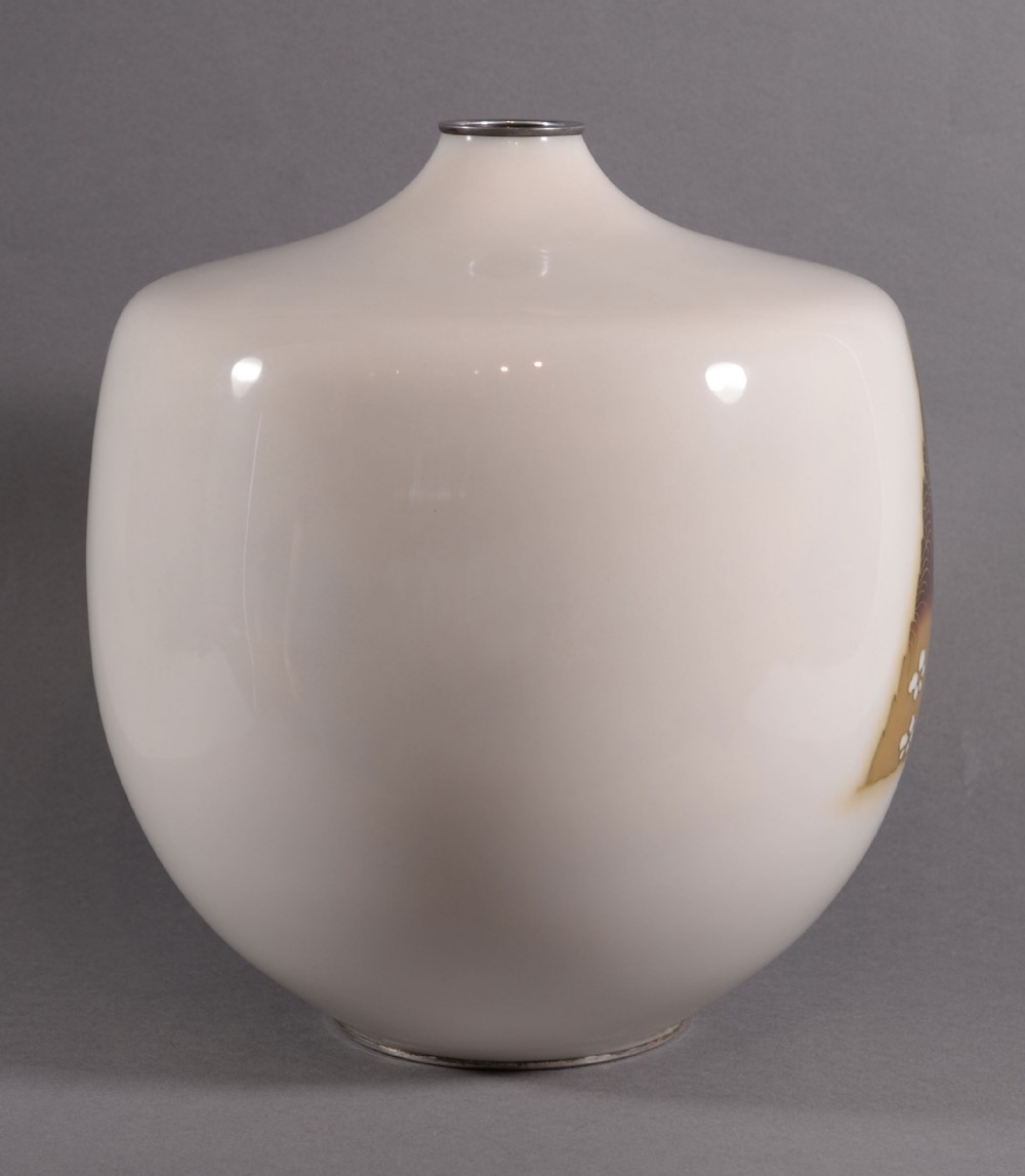 LARGE UNUSUAL JAPANESE CLOISONNE ENAMEL VASE BY ANDO COMPANY View III
