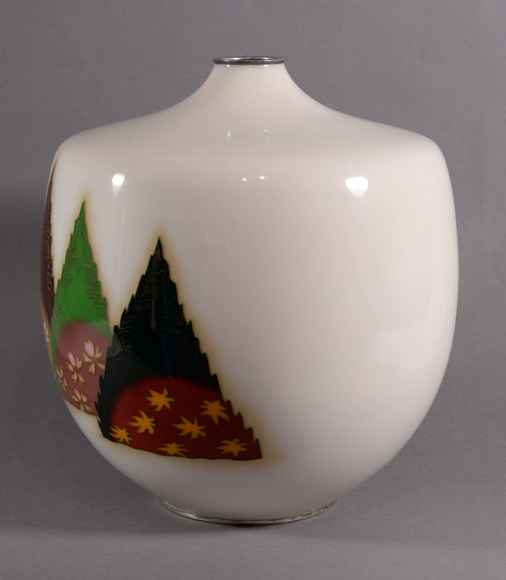 LARGE UNUSUAL JAPANESE CLOISONNE ENAMEL VASE BY ANDO COMPANY View V