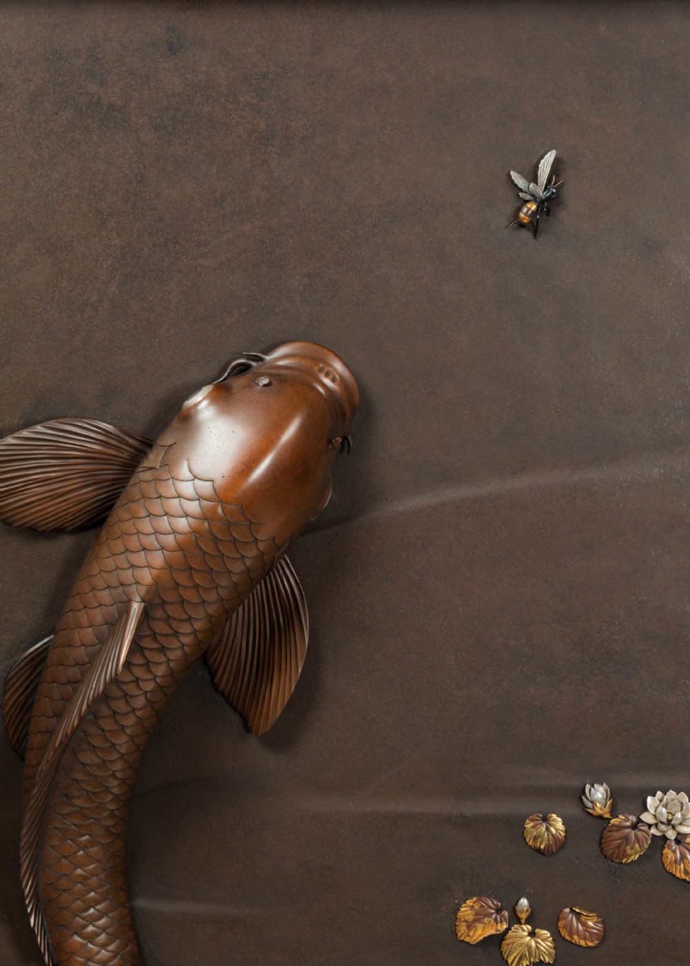 LARGE JAPANESE IRON & MIXED METAL FISH PANEL View III