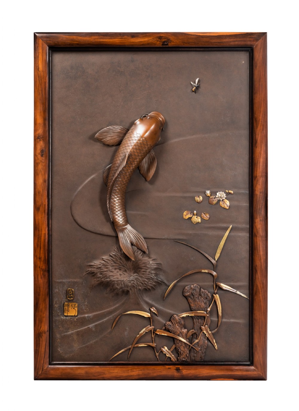 LARGE JAPANESE IRON & MIXED METAL FISH PANEL View IV
