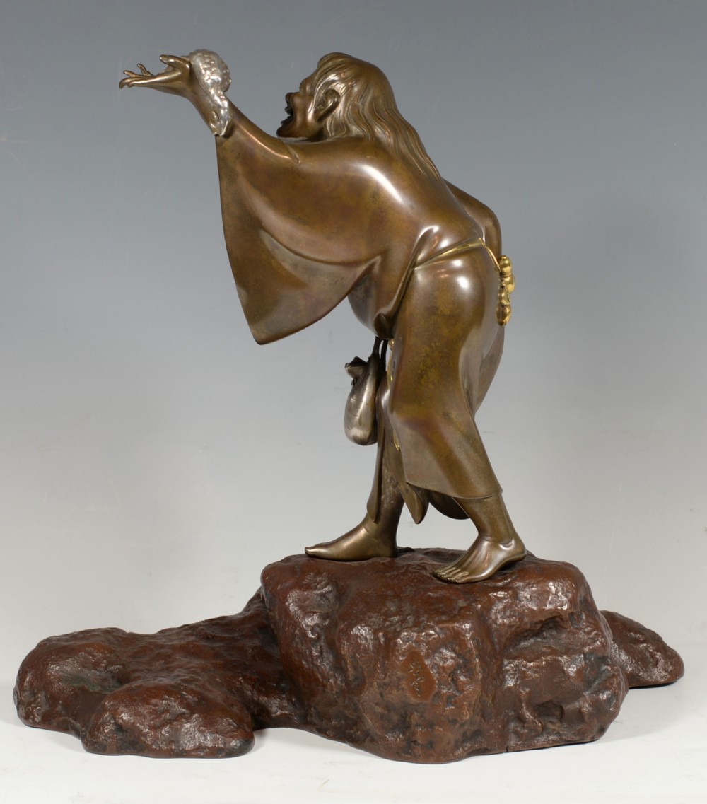 JAPANESE MIXED METAL SENNIN OKIMONO BY OSHIMA JOUN View IX