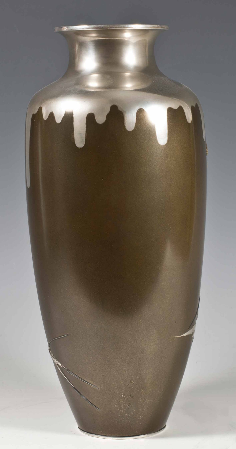 JAPANESE MIXED METAL OZEKI STYLE EGRET VASE View IV