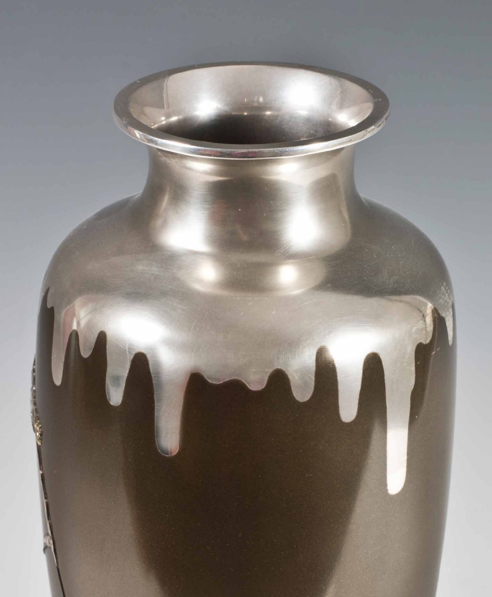 JAPANESE MIXED METAL OZEKI STYLE EGRET VASE View VII