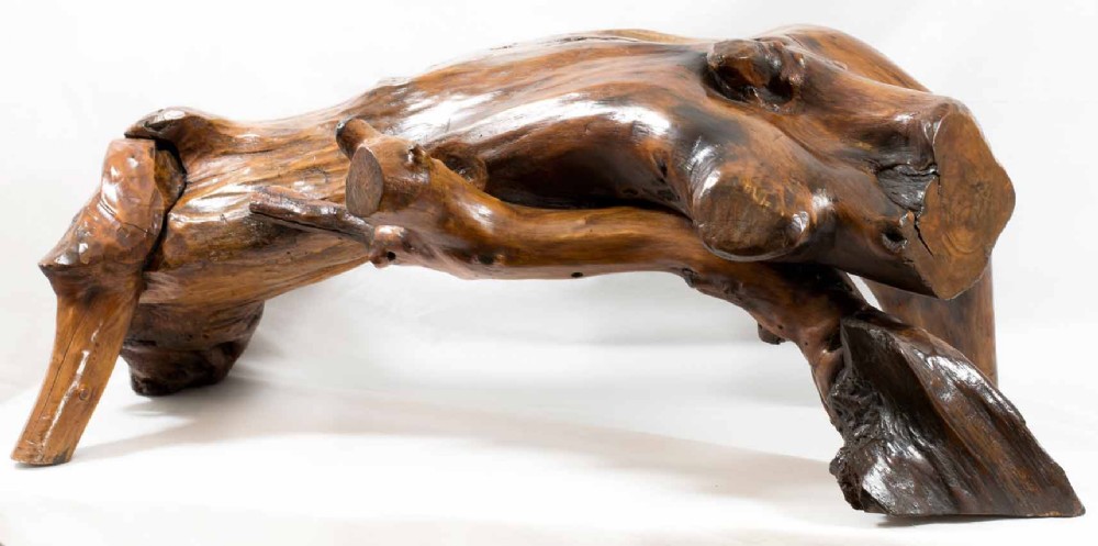 Huge Japanese Bronze Okimono  Hunter On a Rootwood  Base View XIV
