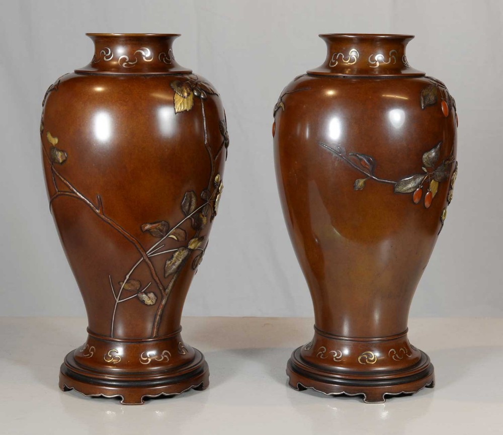 Japanese Bronze & Mixed Metal Vases by Suzuki Chokichi View II
