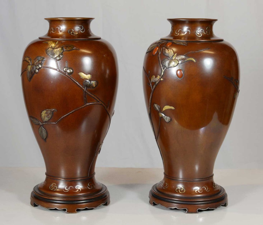 Japanese Bronze & Mixed Metal Vases by Suzuki Chokichi View III