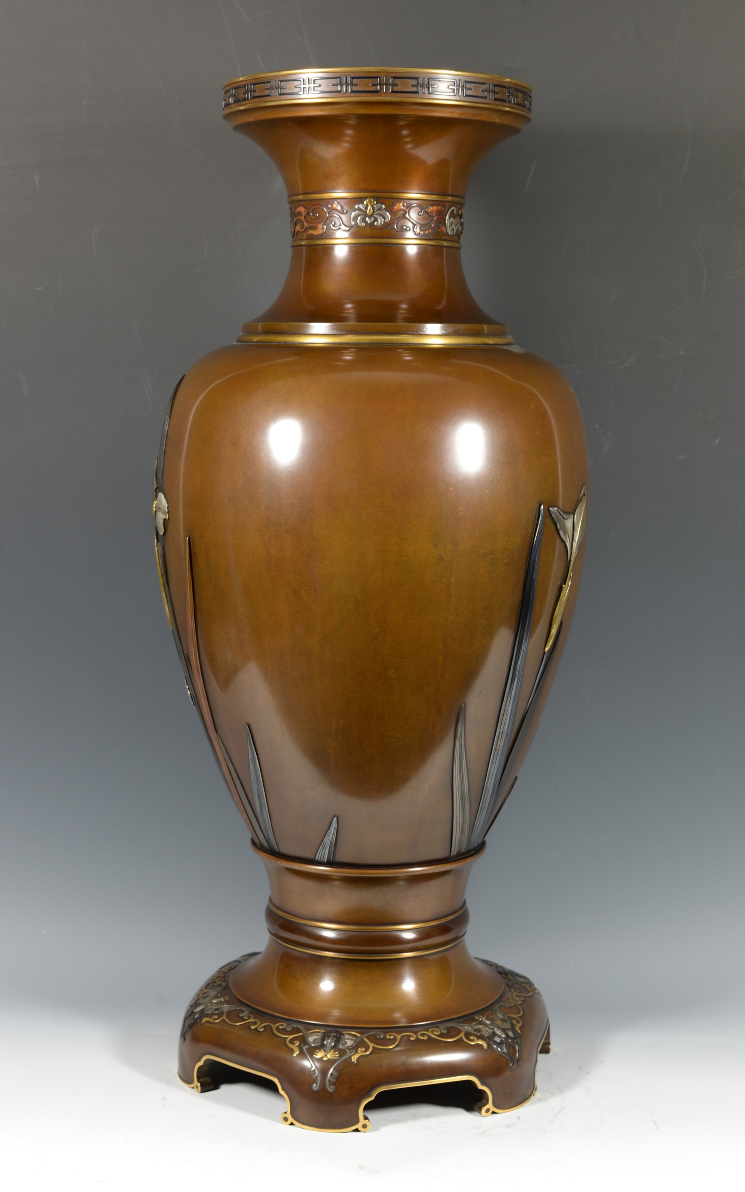 Large Exhibition  Quality Japanese Mixed Metal Vase - Yukiaki For Nogawa Company View VI