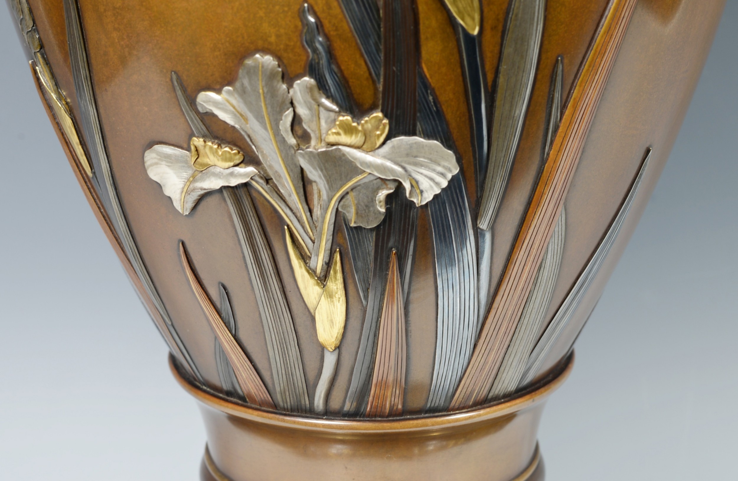 Large Exhibition  Quality Japanese Mixed Metal Vase - Yukiaki For Nogawa Company View IX