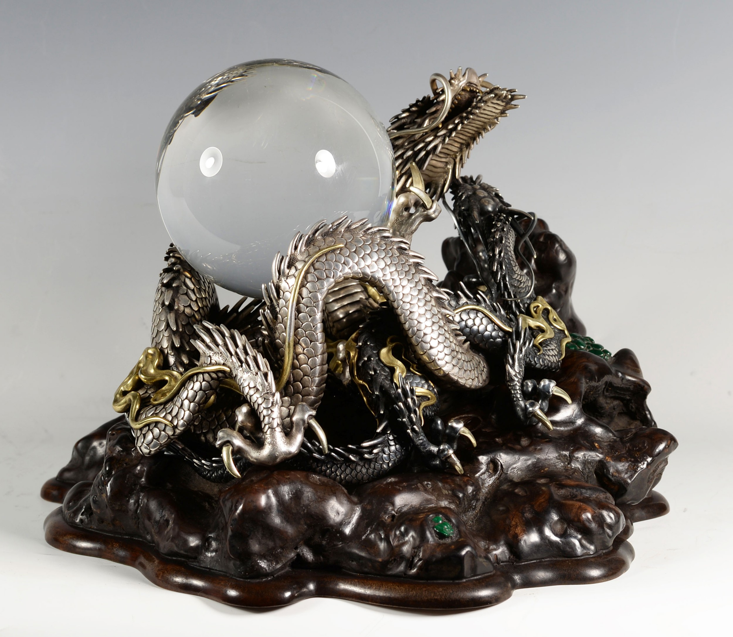 Japanese Cast Silver & Mixed Metal Dragon Okimono - Kazumi View V