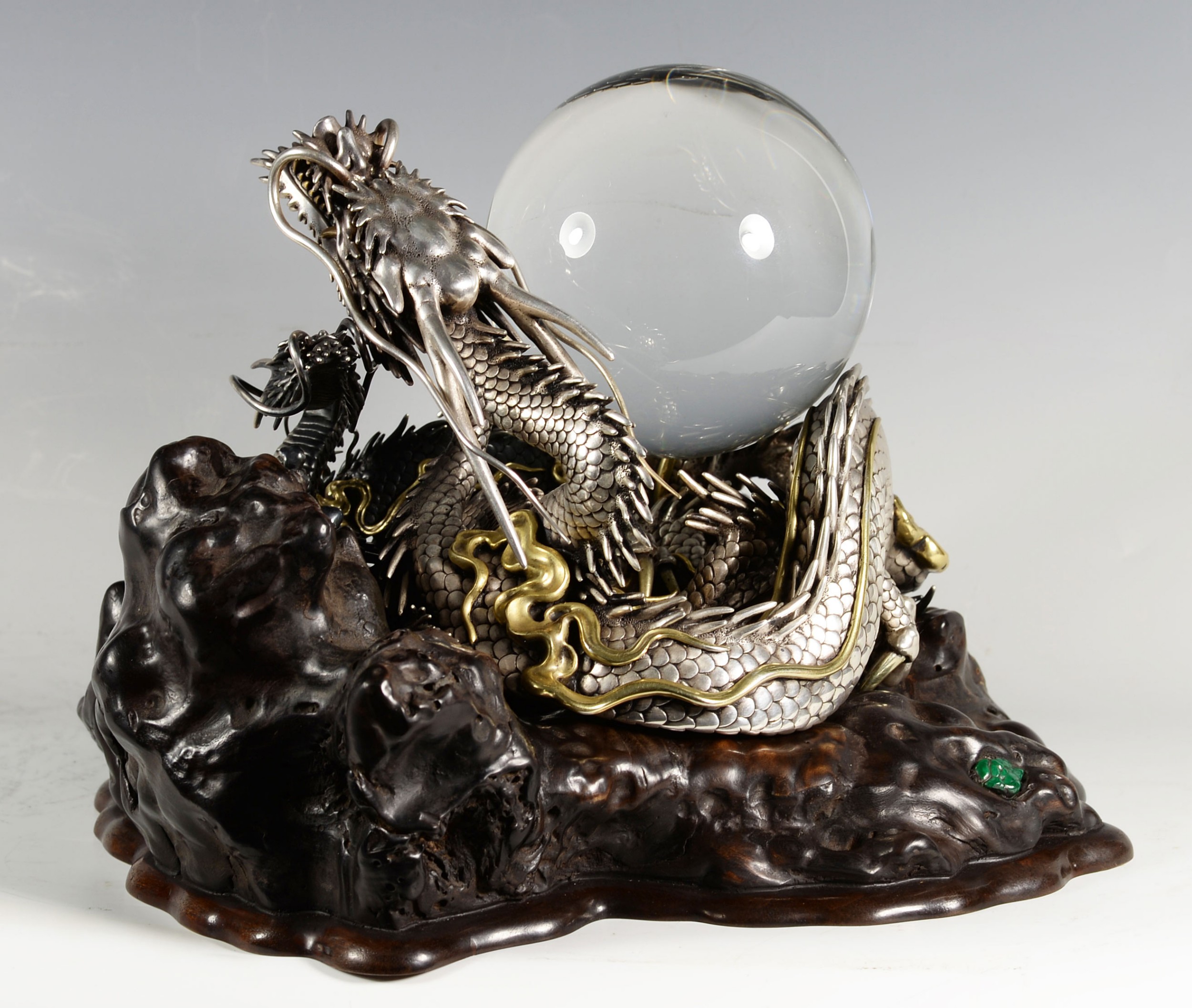 Japanese Cast Silver & Mixed Metal Dragon Okimono - Kazumi View IX