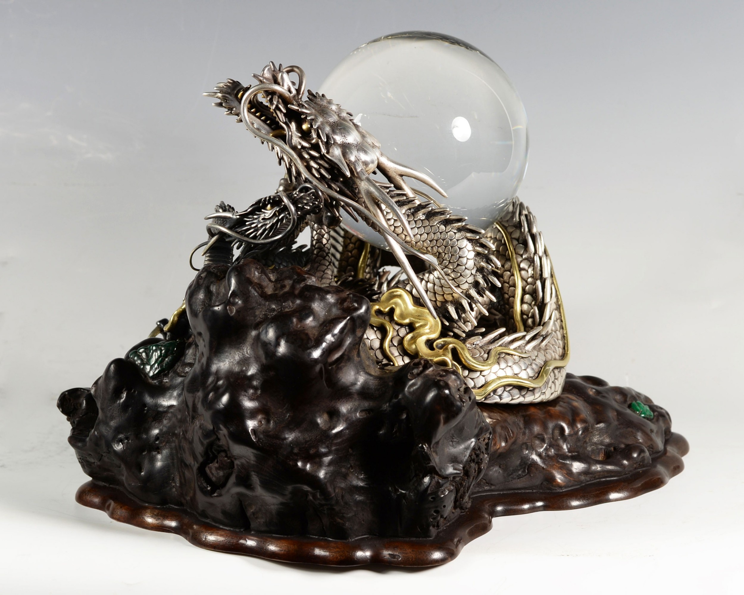 Japanese Cast Silver & Mixed Metal Dragon Okimono - Kazumi View X