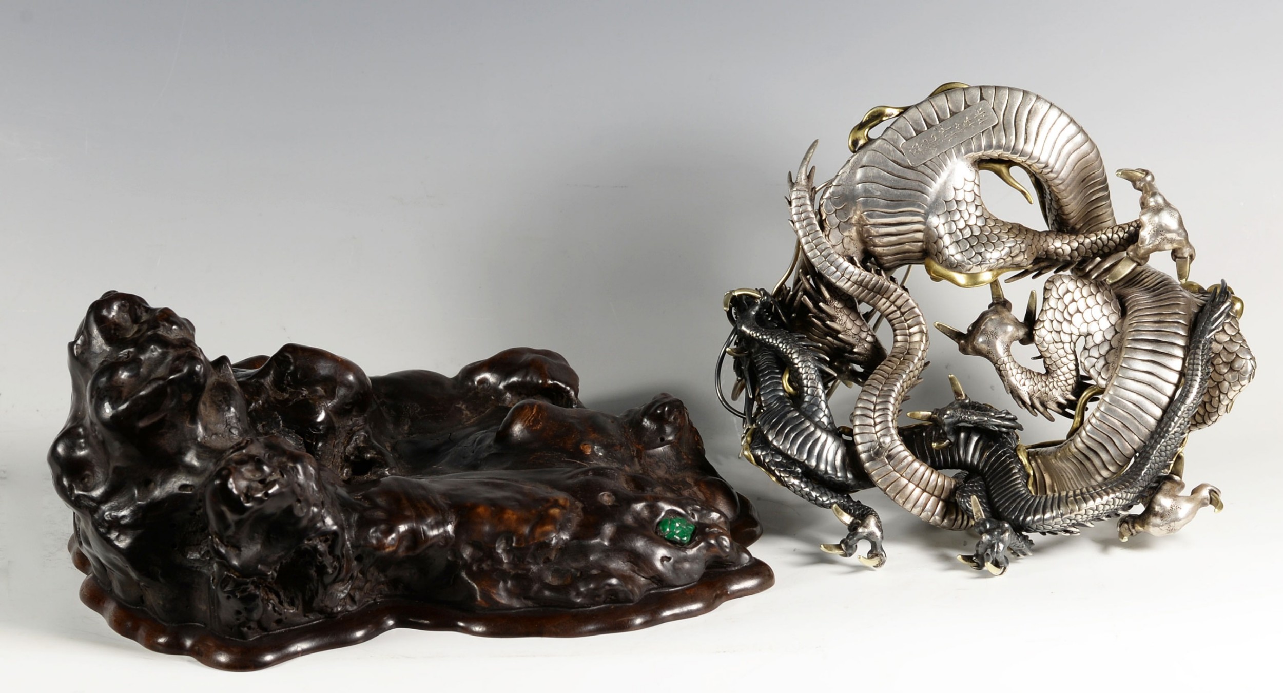 Japanese Cast Silver & Mixed Metal Dragon Okimono - Kazumi View XIV