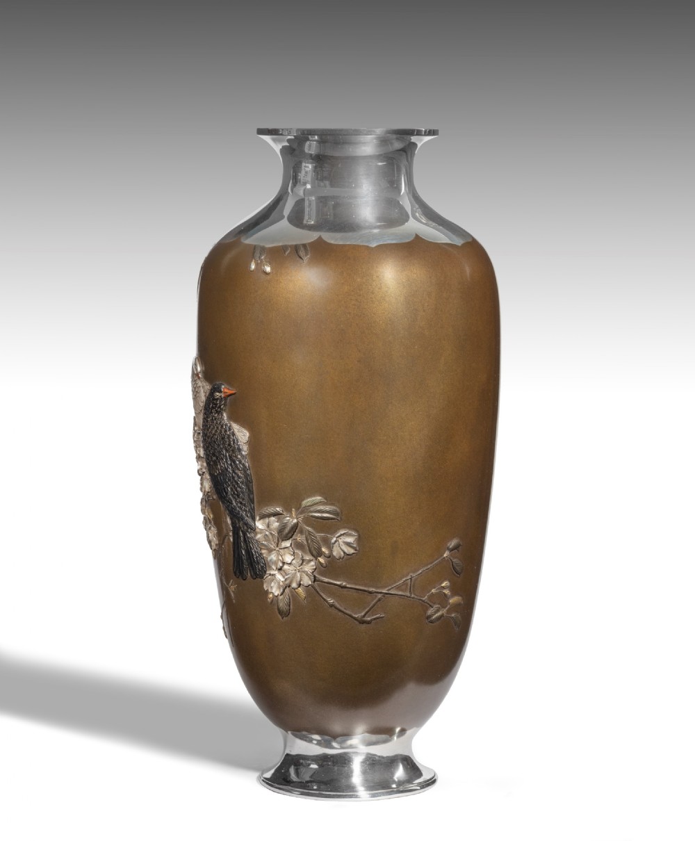 Japanese Silver & Shibuichi Vase - Hassegawa Issei View II
