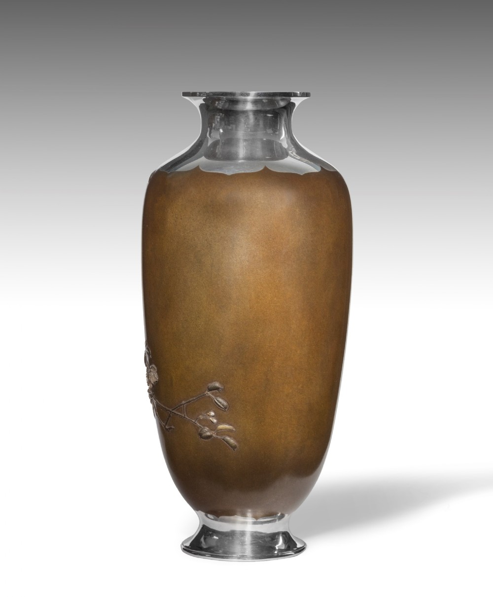 Japanese Silver & Shibuichi Vase - Hassegawa Issei View III