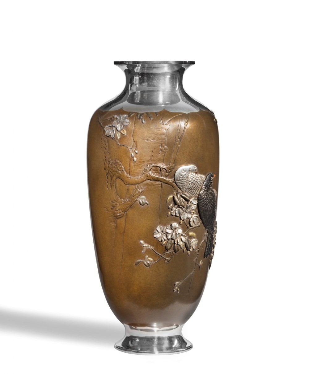 Japanese Silver & Shibuichi Vase - Hassegawa Issei View IV