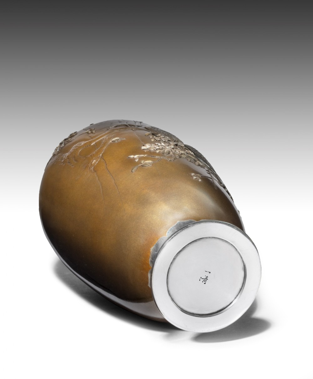 Japanese Silver & Shibuichi Vase - Hassegawa Issei View V
