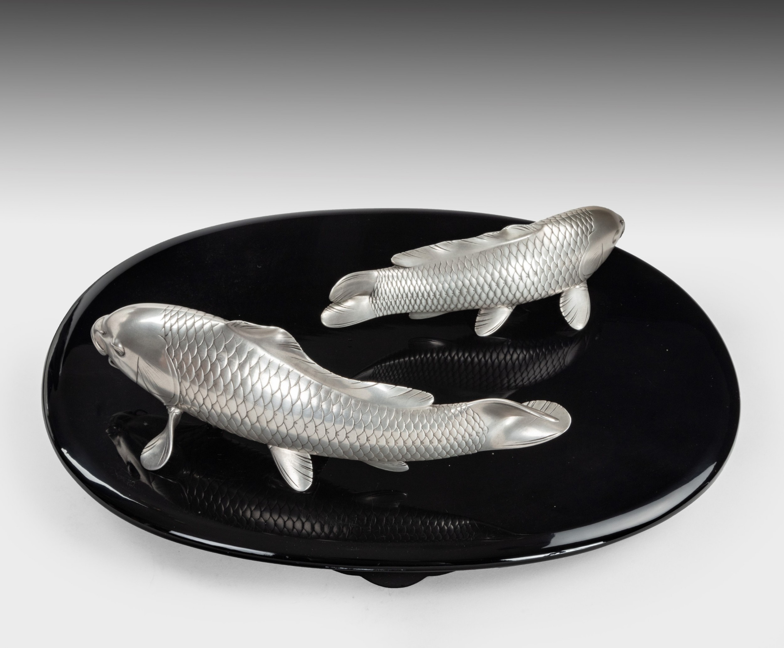 Japanese Pure Silver Carp Okimono - Signed Tansho View X