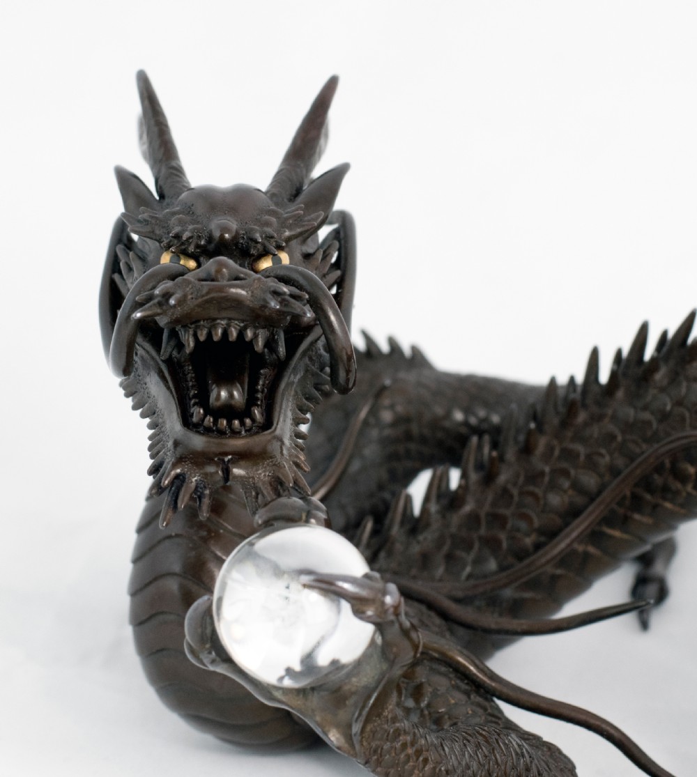 Japanese Bronze Dragon Okimono by Kazumi View IX