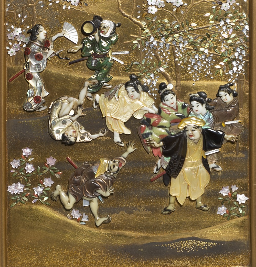 Japanese Gold Lacquer & Shibayama Table Screen by Masaaki View II