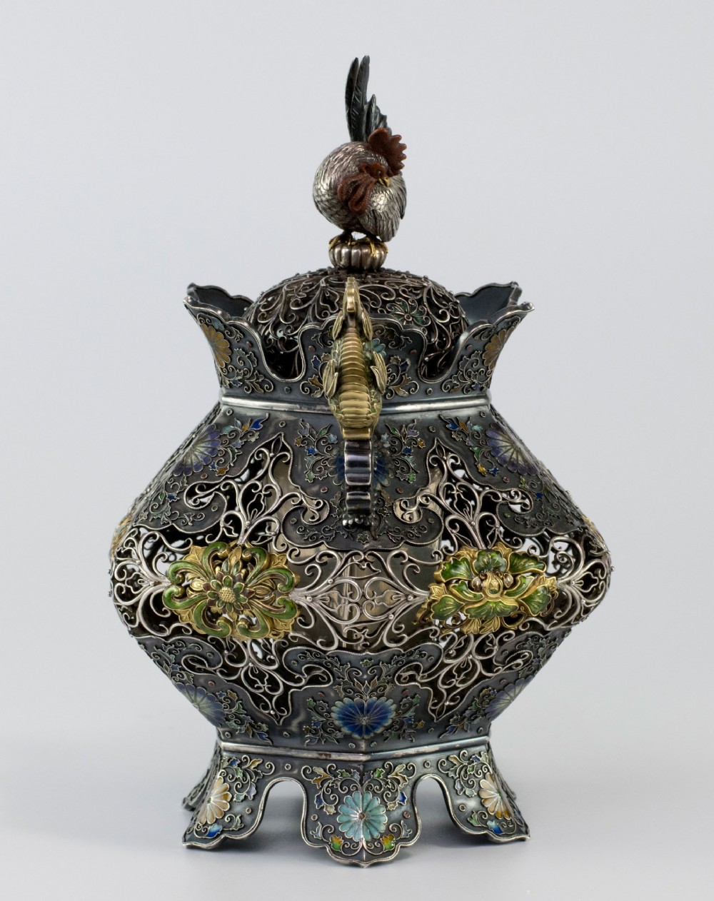 Japanese Silver & Enamel Koro - Hiratsuka Mohei View III