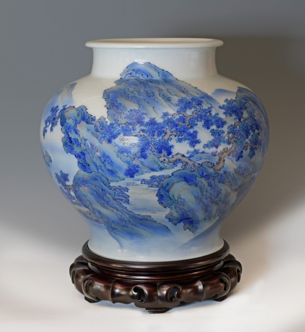 Large Japanese Vase by Makuzu Kozan View VI