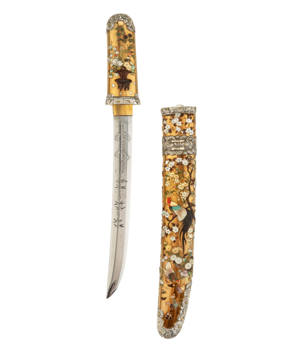 Japanese Gold Lacquer & Shibayama Tanto (Dagger) View XX